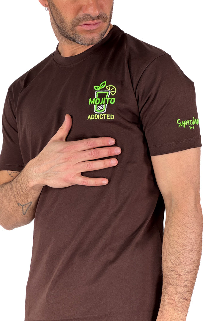 T-shirt over marrone con ricamo - Superculture