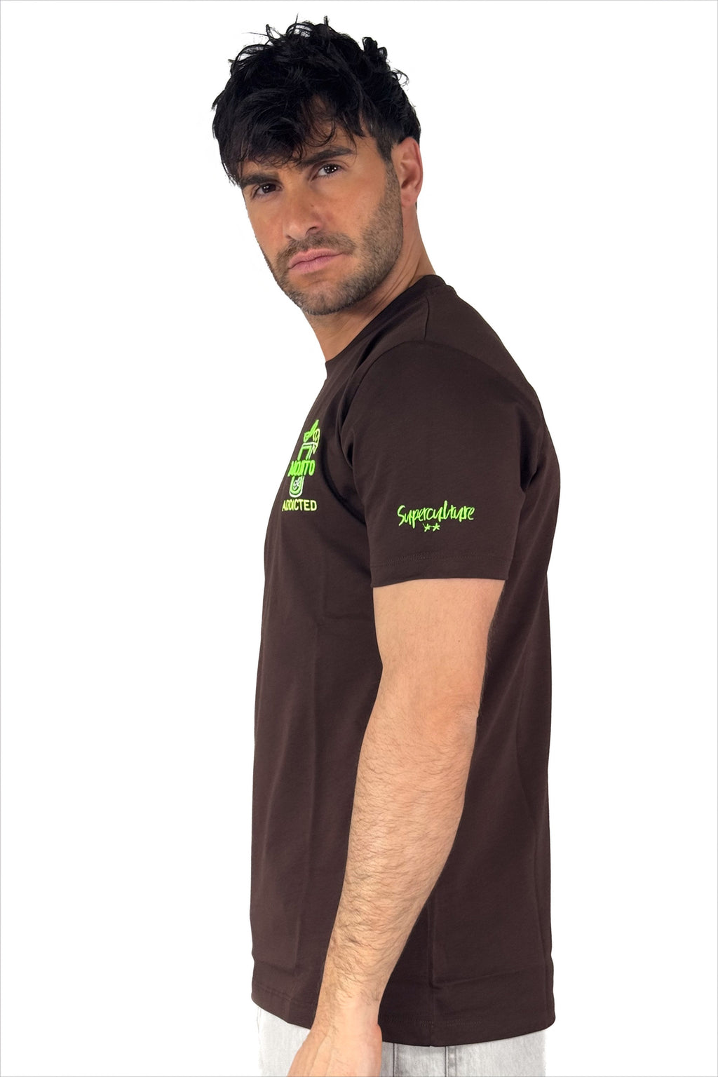 T-shirt over marrone con ricamo - Superculture