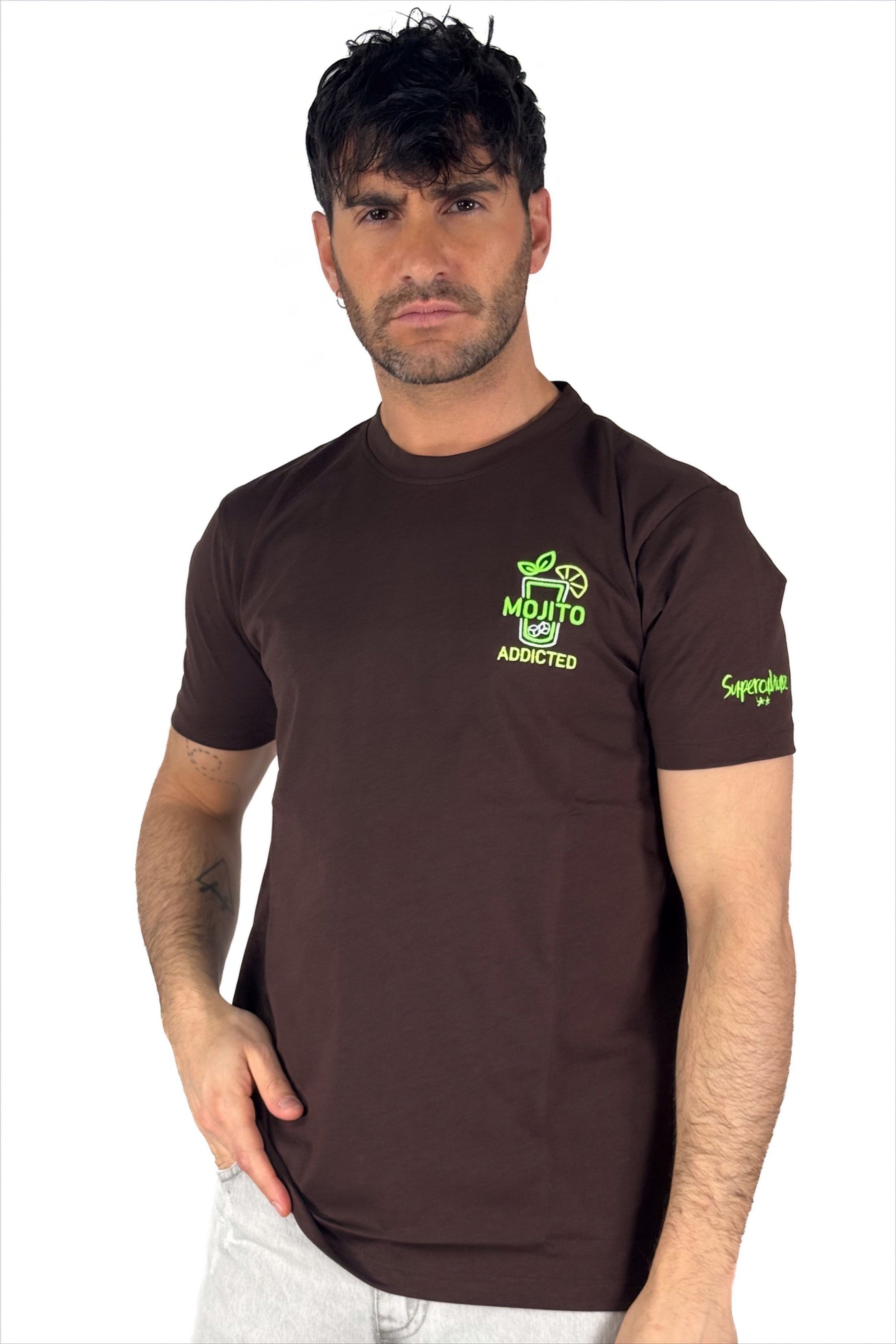 T-shirt over marrone con ricamo - Superculture