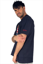 T-shirt over blu con stampa frontale - Superculture