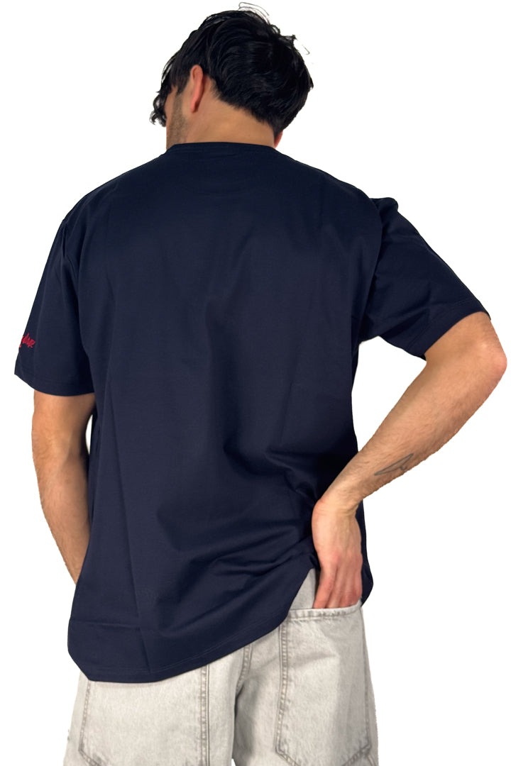 T-shirt over blu con stampa frontale - Superculture