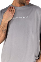 Maglia over con scritta frontale grigia - Superculture