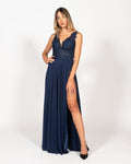 Berti Mode Collection - Abito blu con bustino ricamato
