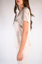 T-shirt in raso di seta avorio Penny Black