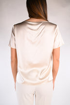 T-shirt in raso di seta avorio Penny Black