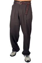 Pantalone con pinces frontali marrone - I'M Brian