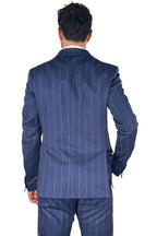 Completo monopetto gessato blu - Over/d