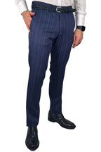 Completo monopetto gessato blu - Over/d