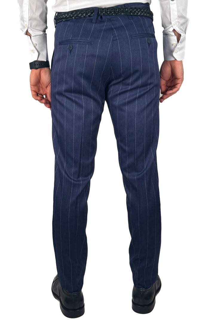 Completo monopetto gessato blu - Over/d