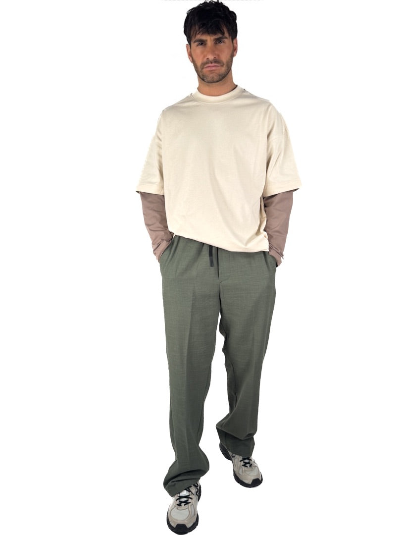 T-shirt doppio strato manica lunga beige - I'M Brian