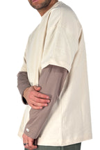 T-shirt doppio strato manica lunga beige - I'M Brian