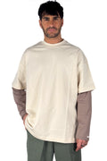 T-shirt doppio strato manica lunga beige - I'M Brian
