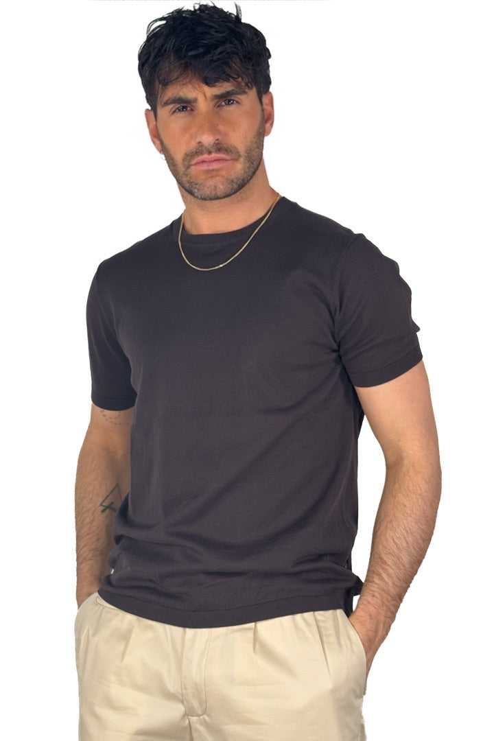 T-shirt in filo di cotone marrone - At.p.co