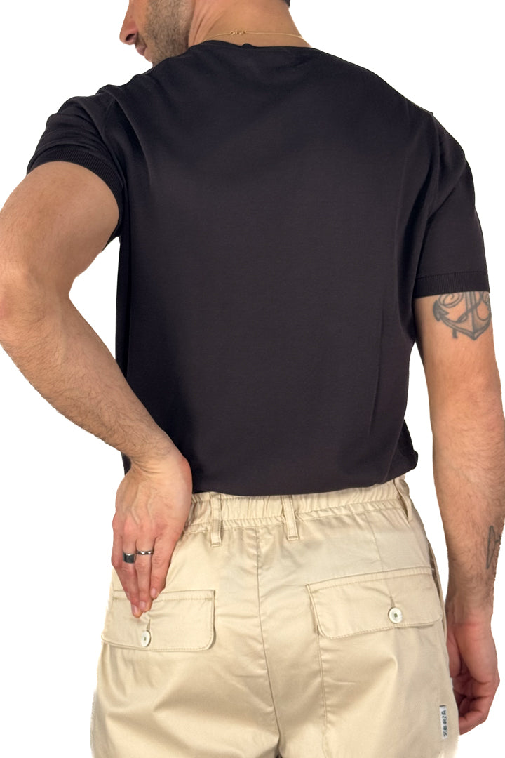 T-shirt in filo di cotone marrone - At.p.co