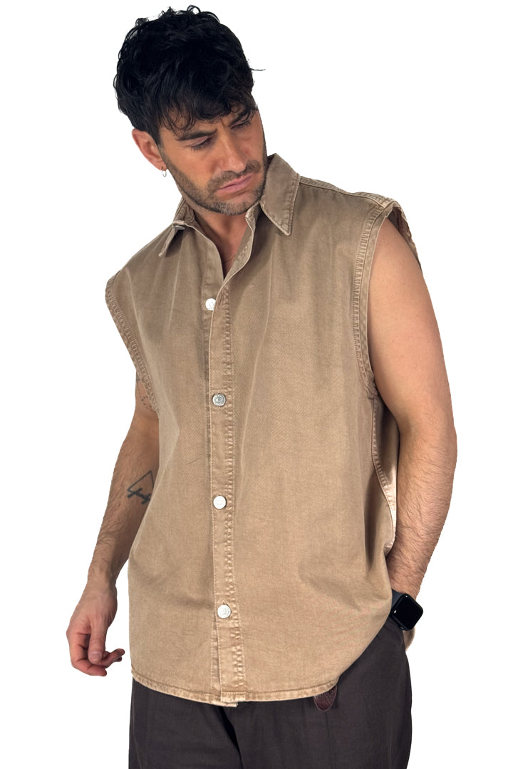 Camicia smanicata beige - I'm Brian