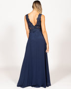 Berti Mode Collection - Abito blu con bustino ricamato