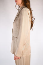 Giacca in twill di viscosa e lino beige - Emme Marella