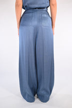 Pantalone in Twill di viscosa e lino azzurro -  Emme Marella