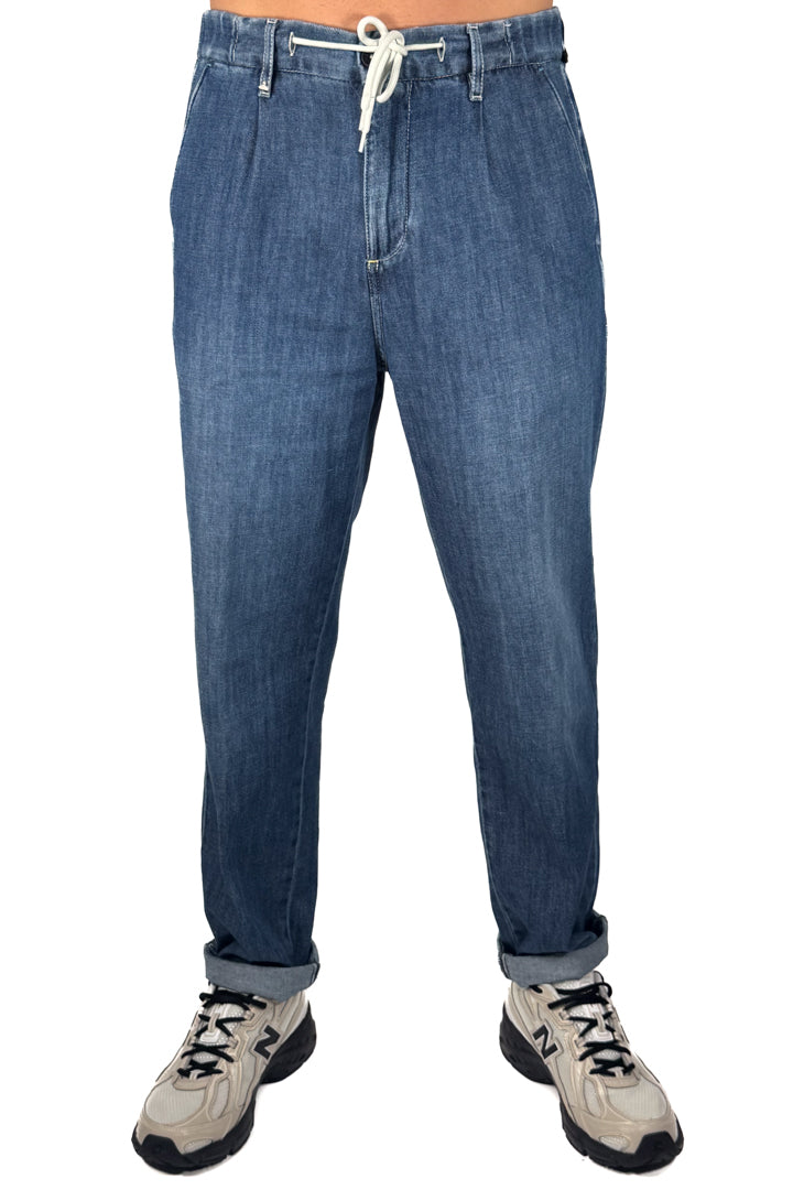Jeans "Easy Fit" con Coulisse – Medium Blue Wash- Berna