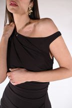 Abito in jersey crêpe con spallina gioiello - Elisabetta Franchi