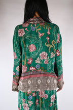 Giacca kimono floreale verde smeraldo - Wu side