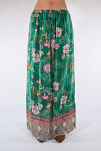 Gonna Maxi a Fantasia Floreale verde smeraldo - Wu side