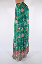 Gonna Maxi a Fantasia Floreale verde smeraldo - Wu side