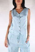 Gilet Satinato Scollo a V – Azzurro Polvere - Wu side