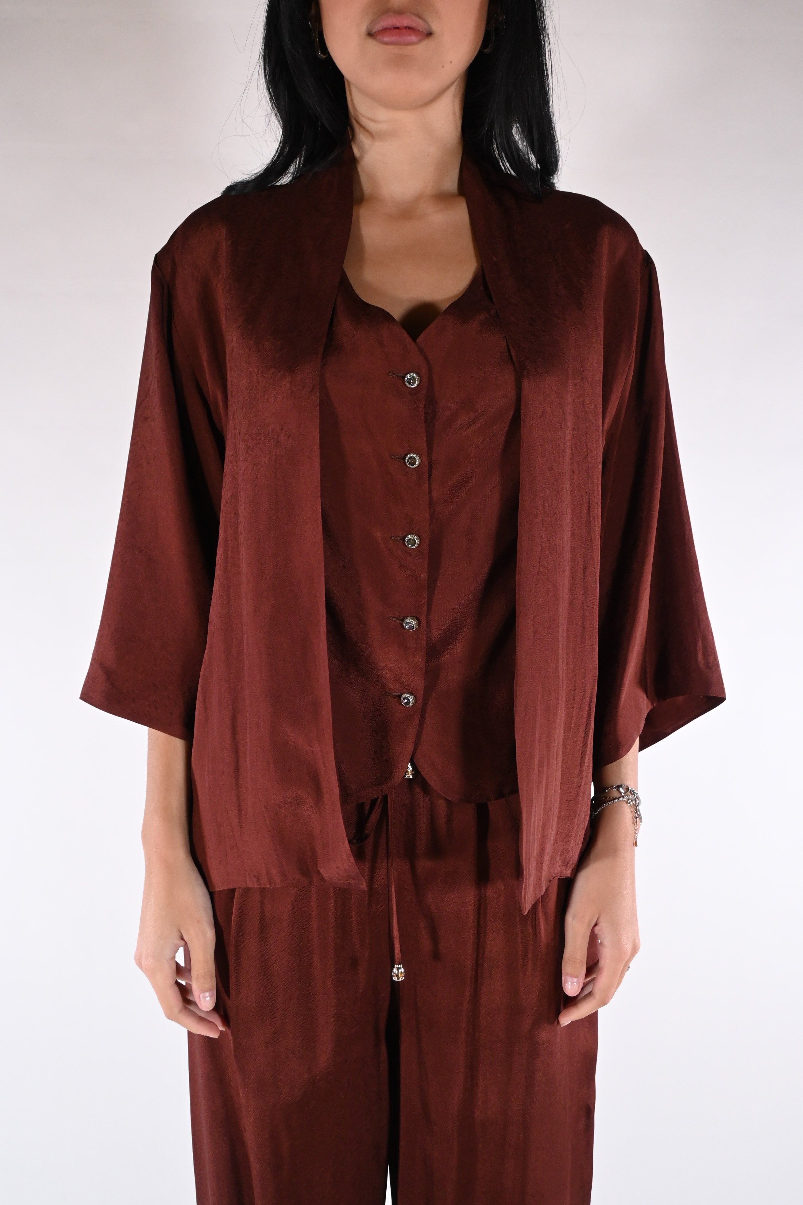 Kimono Corto Satinato – Ruggine - Wu side