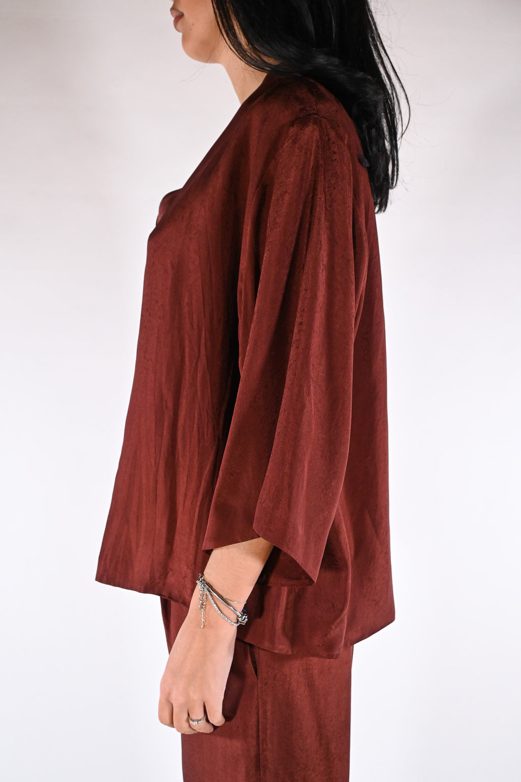 Kimono Corto Satinato – Ruggine - Wu side