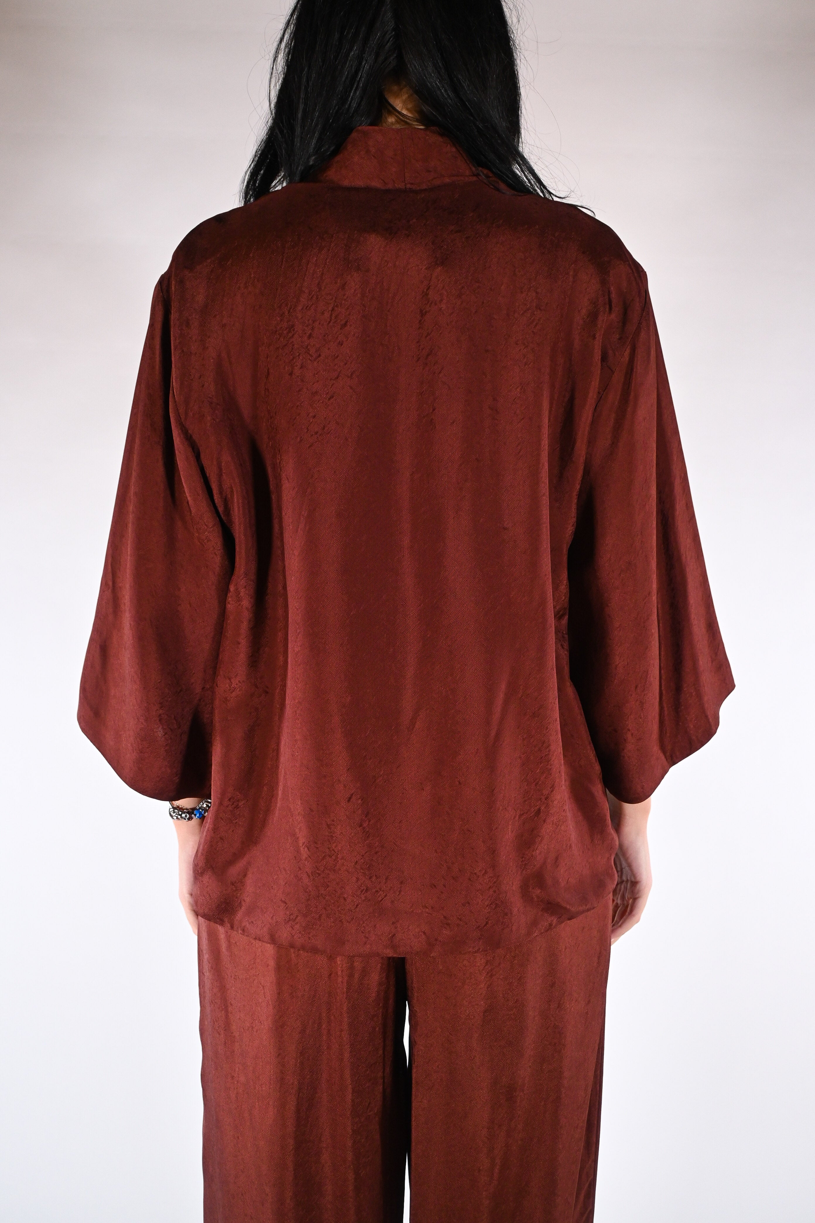 Kimono Corto Satinato – Ruggine - Wu side