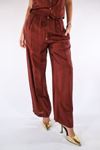 Pantaloni Palazzo Satinati  Ruggine - Wu side