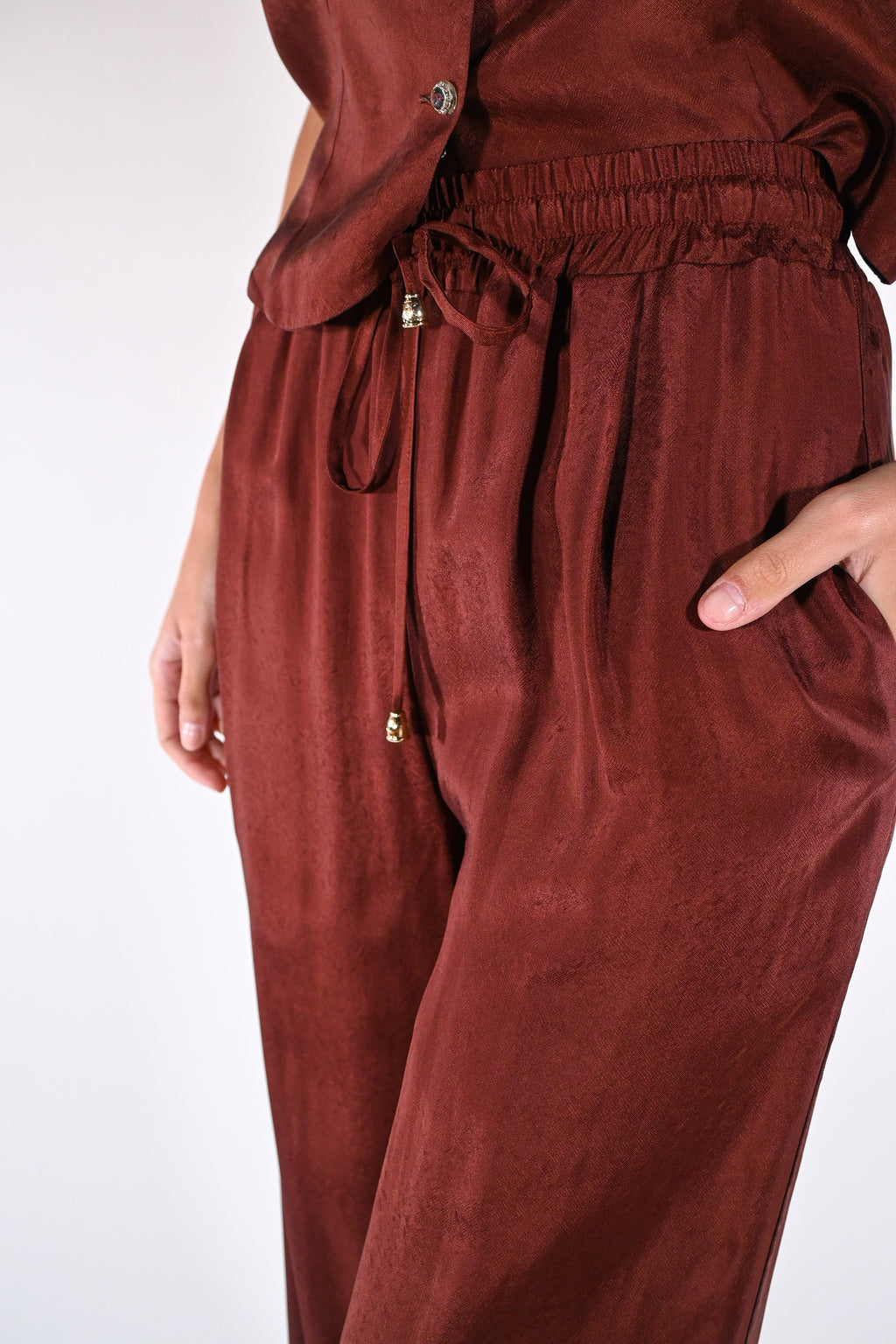 Pantaloni Palazzo Satinati  Ruggine - Wu side