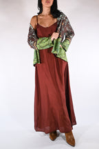 Slip Dress Lungo Satinato – Ruggine - Wu side