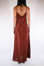 Slip Dress Lungo Satinato – Ruggine - Wu side