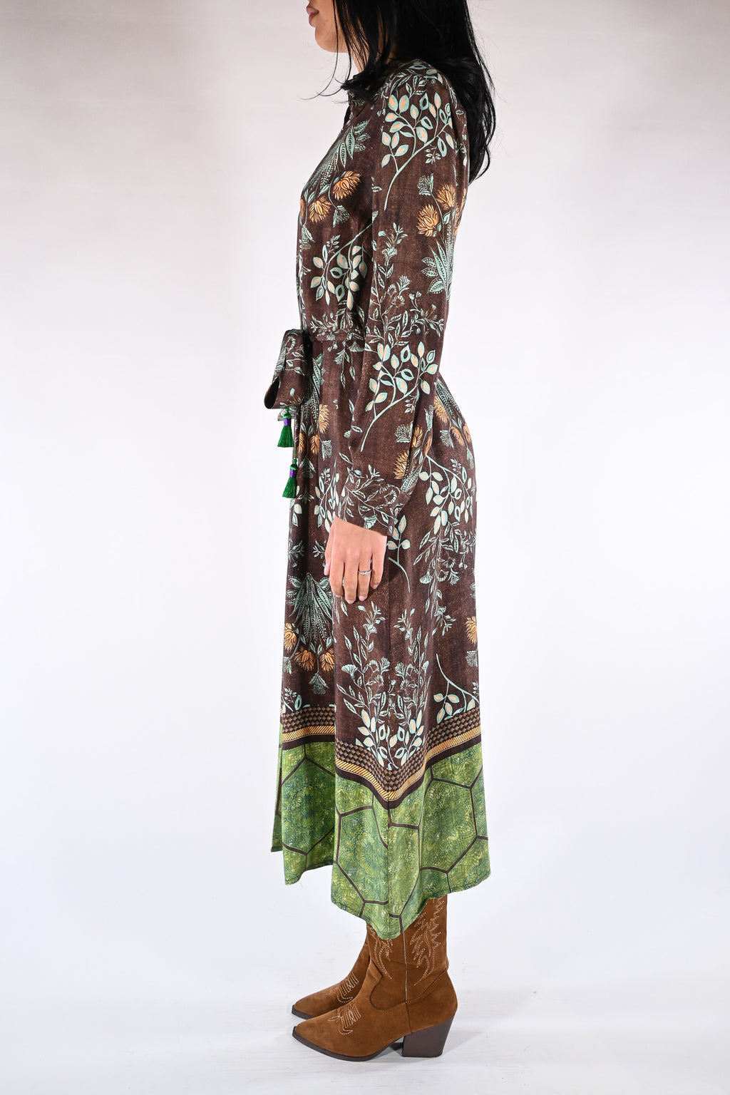 Chemissier Lungo Marrone e Verde Bosco - Wu side