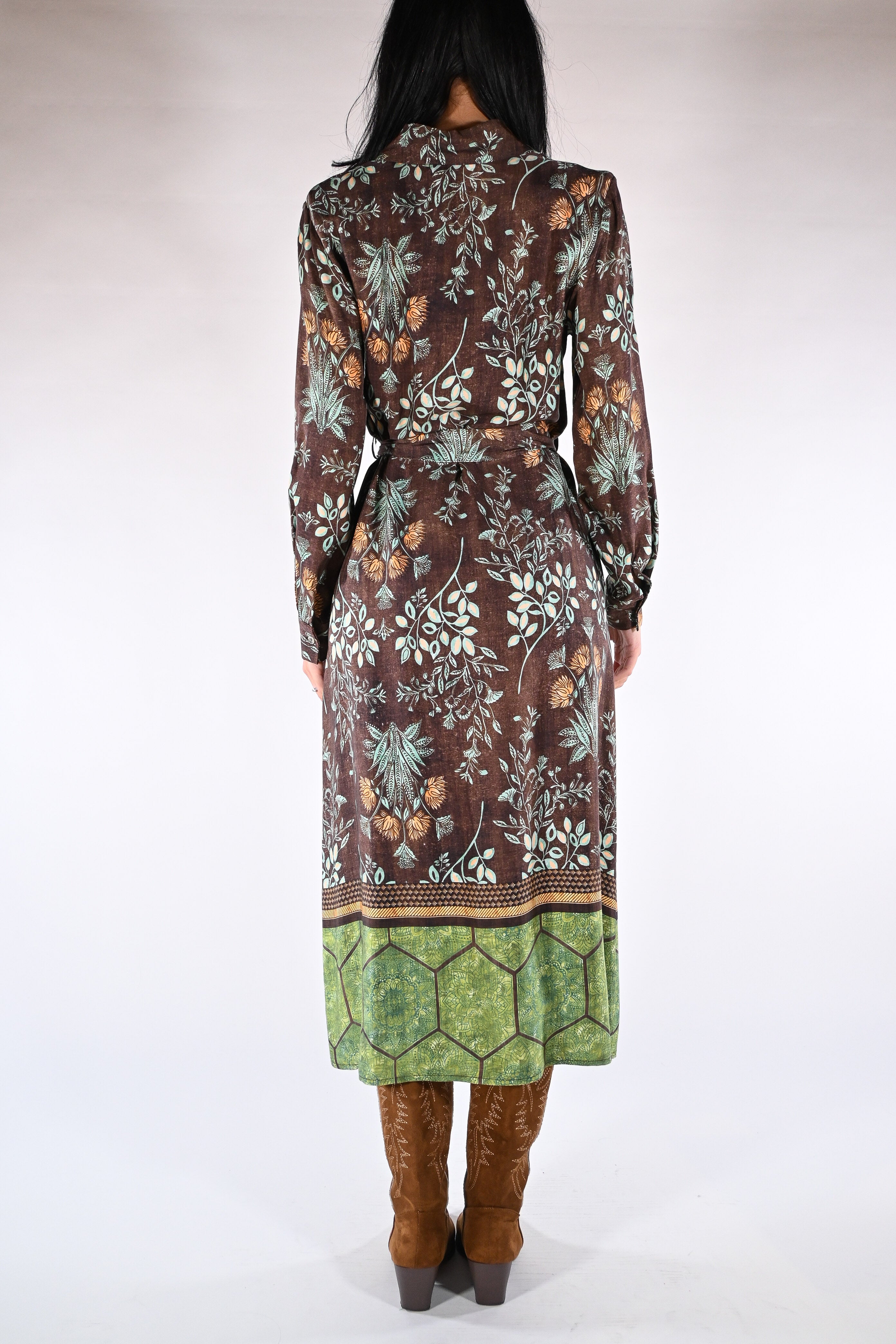 Chemissier Lungo Marrone e Verde Bosco - Wu side