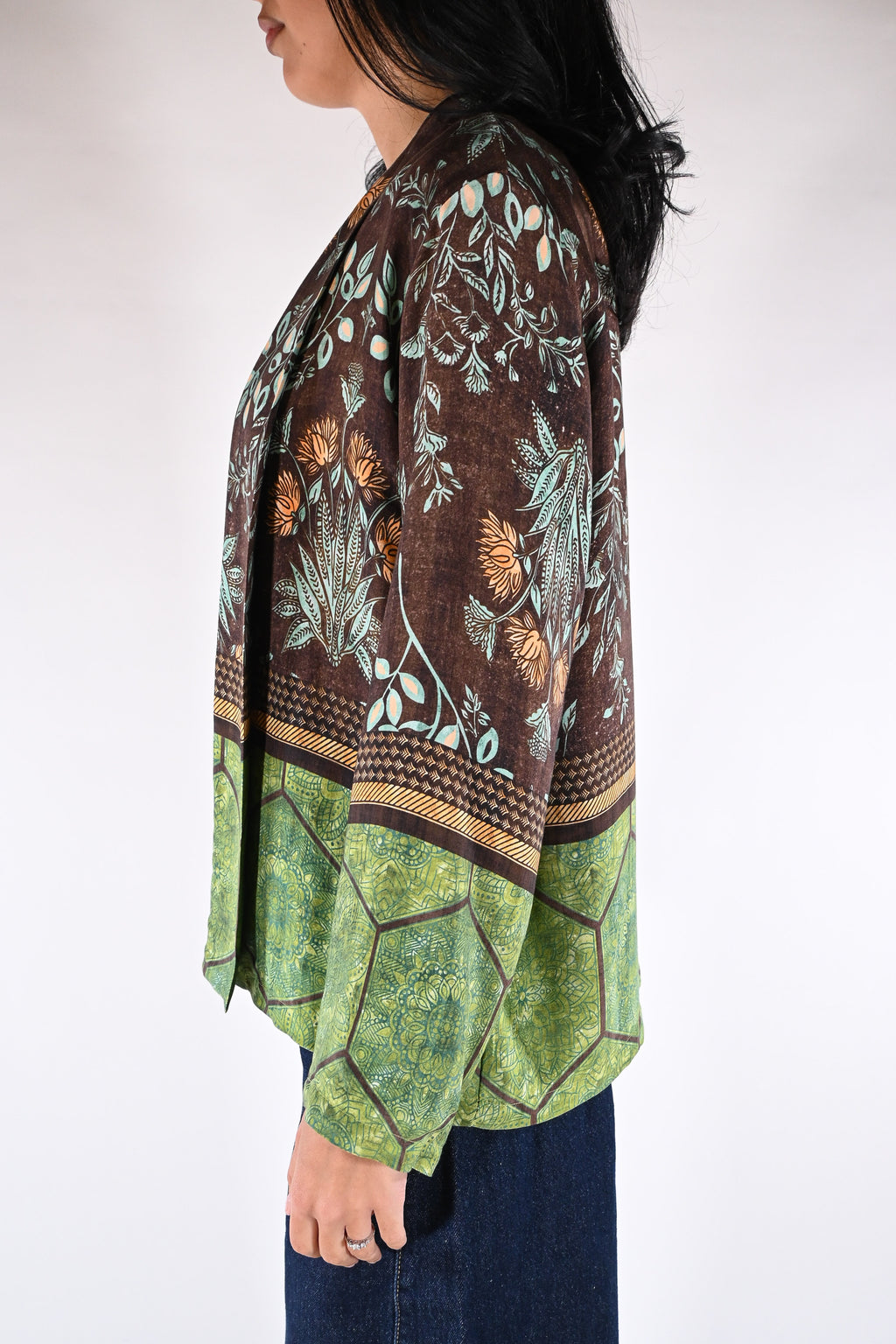 Kimono Corto  Marrone e Verde Bosco - Wu side