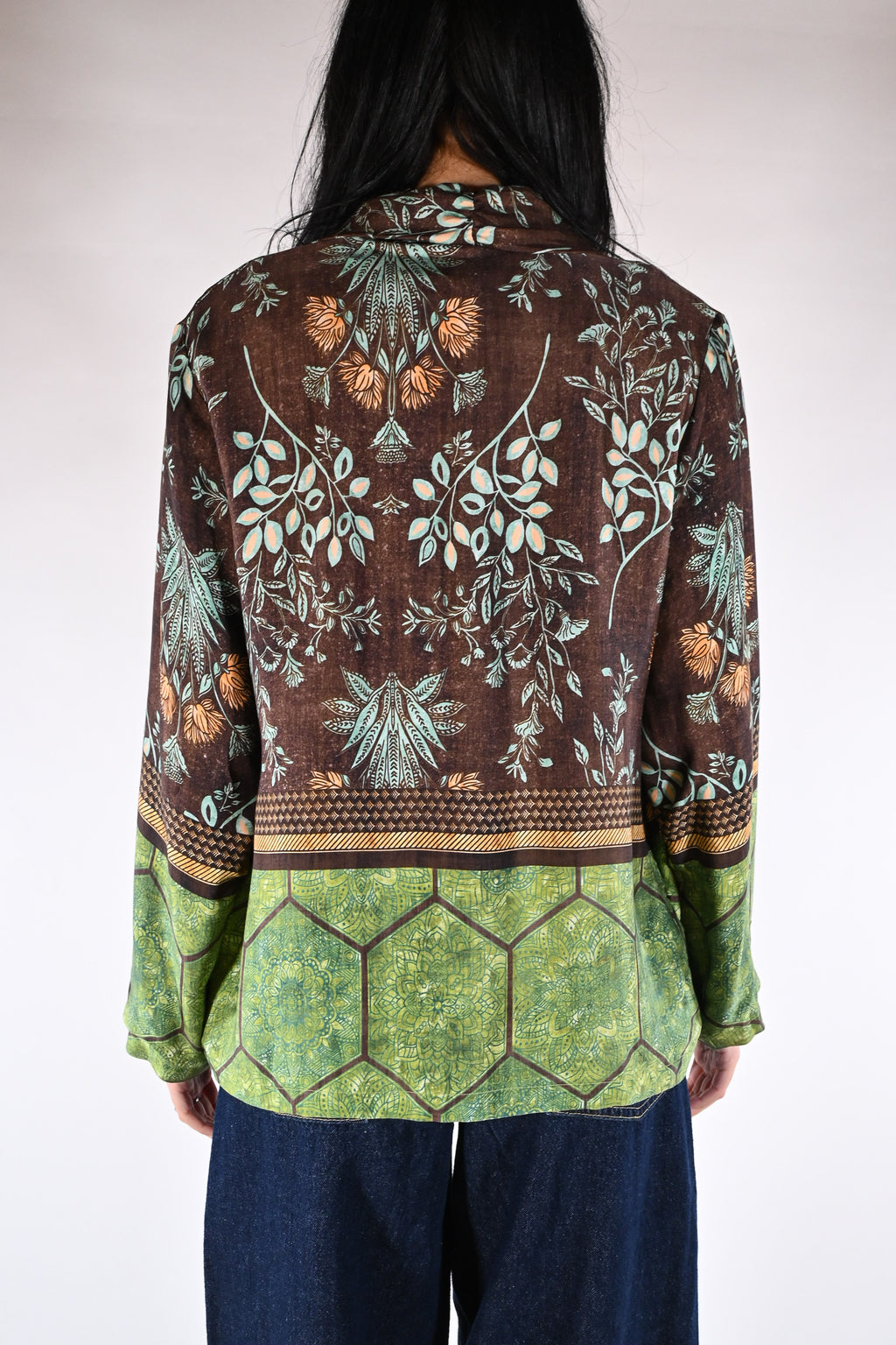 Kimono Corto  Marrone e Verde Bosco - Wu side