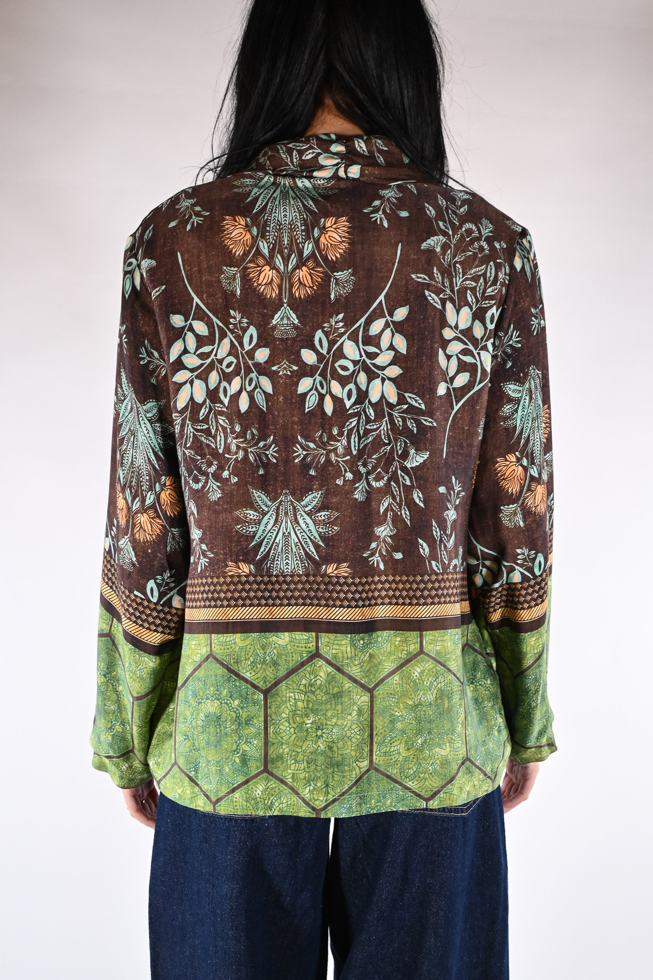 Kimono Corto  Marrone e Verde Bosco - Wu side