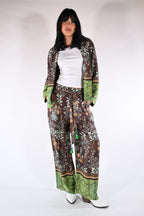 Pantaloni Palazzo  Marrone e Verde Bosco - Wu side
