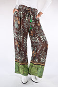Pantaloni Palazzo  Marrone e Verde Bosco - Wu side