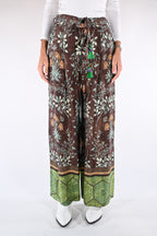 Pantaloni Palazzo  Marrone e Verde Bosco - Wu side