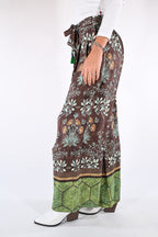 Pantaloni Palazzo  Marrone e Verde Bosco - Wu side