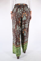 Pantaloni Palazzo  Marrone e Verde Bosco - Wu side