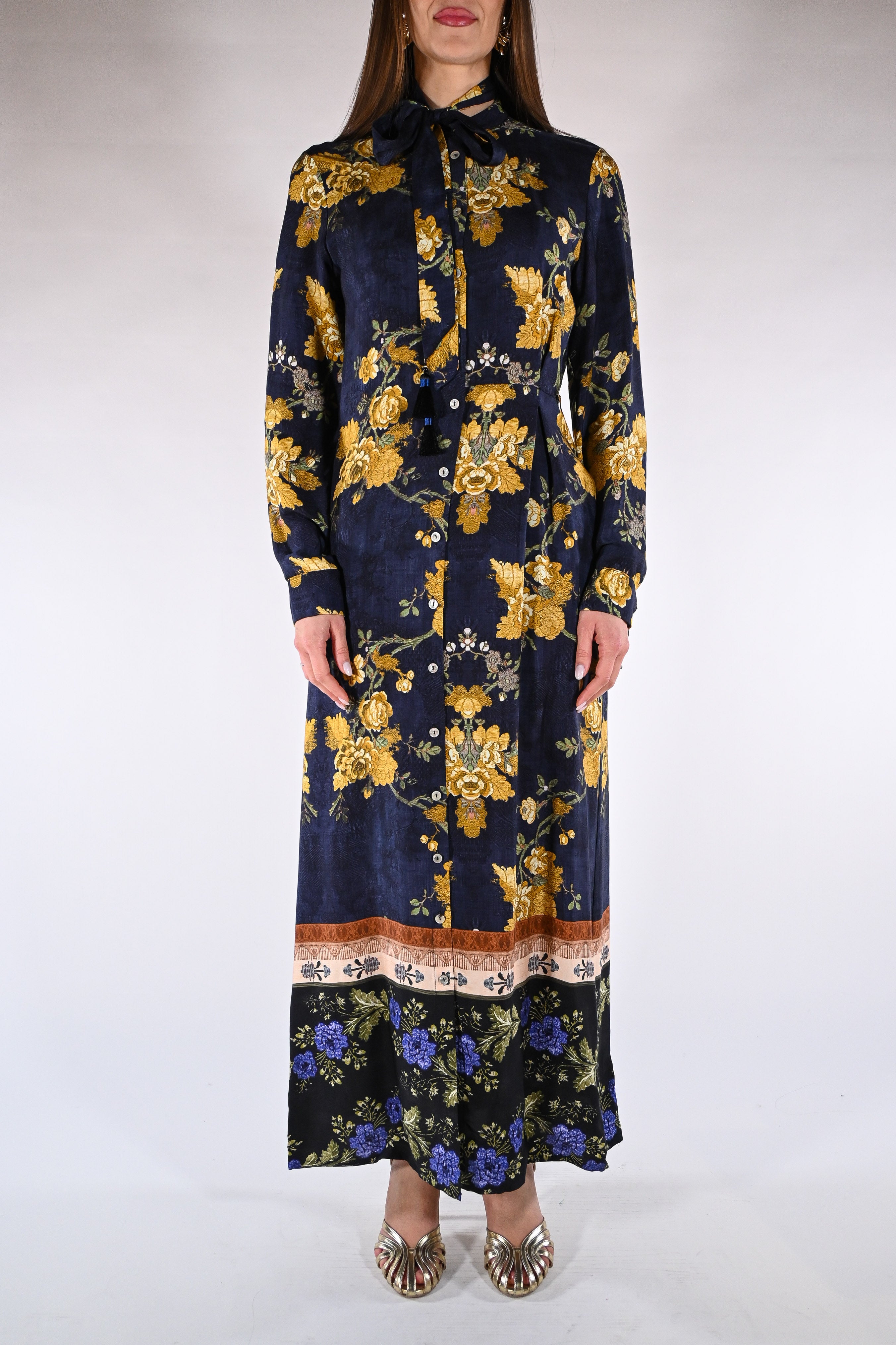 Maxi Chemisier a Fantasia Floreale - Wu side