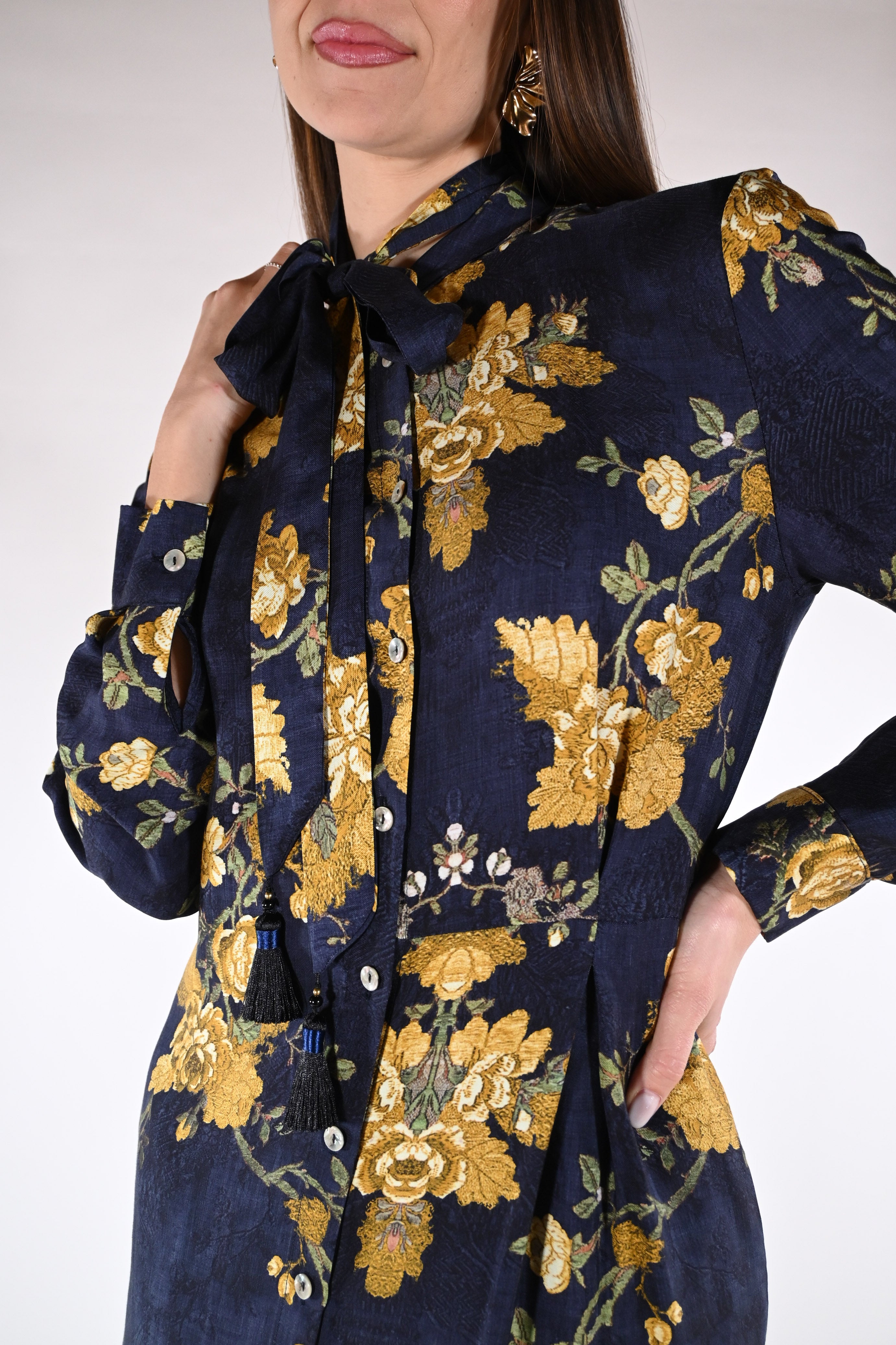 Maxi Chemisier a Fantasia Floreale - Wu side