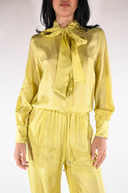 Blusa in Satin con Collo a Fiocco – Giallo - Wu side