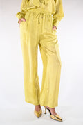 Pantaloni Palazzo Satinati – Giallo - Wu side