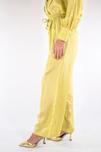 Pantaloni Palazzo Satinati – Giallo - Wu side